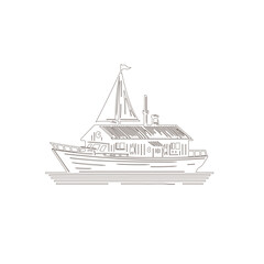 Obraz premium Vector illustration of a ship sailing on the sea