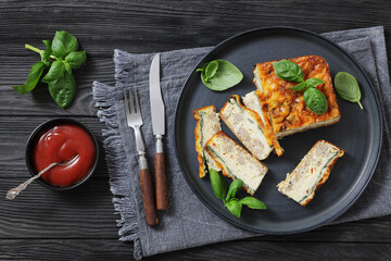 Sausage Cheesy Egg breakfast casserole, top view