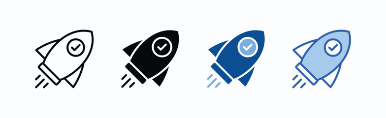 Rocket Launch Icon Sheet Multiple Style Collection Isolated Vector
