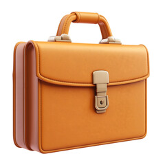 Leather business briefcase with handle and clasp, stylized isolated on a white background 