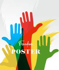 Colorful Hands Freedom Poster Unity, Equality, Diversity, Rights