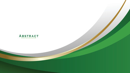 White and green wavy vector abstract background illustration with curved lines and gradient
