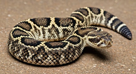 Fototapeta premium Western Diamondback Rattlesnake Coiled Serpent Reptile Wildlife Venomous