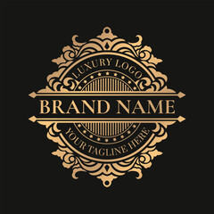 Gold vintage circle unique logo and label template