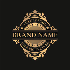 Gold vintage circle unique logo and label template
