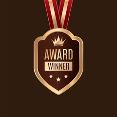 Award Winner Creative Badge Idea Stylist and elegant golden shield design
