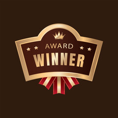 Award Winner Creative Badge Idea Stylist and elegant golden shield design