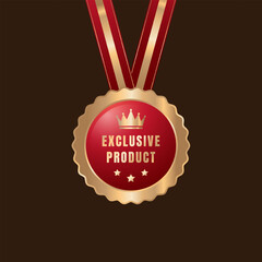 Exclusive Product Label, gold and red color with elegant design