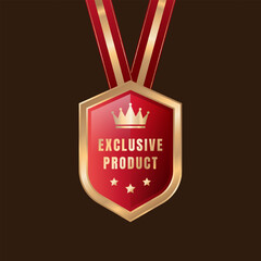 Exclusive Product Label, gold and red color with elegant design