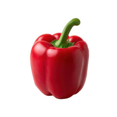 Single red bell pepper isolated on transparent background