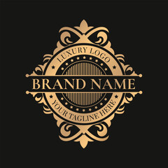 Gold vintage circle unique logo and label template