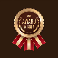 Award Winner Creative Badge Idea Stylist and elegant golden shield design