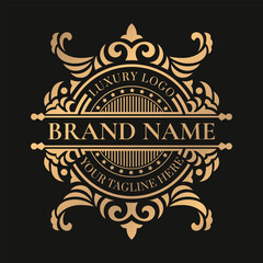 Gold vintage circle unique logo and label template