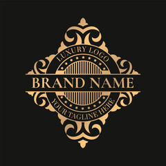 Gold vintage circle unique logo and label template
