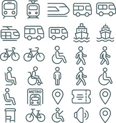 Fototapeta premium Business and finance icon set with symbols for money travel office and internet