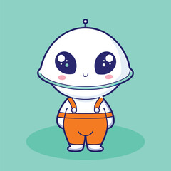 Cute Alien Icon, Adorable Space Character, Cartoon Extraterrestrial, Friendly Creature, Cute Sci-fi Illustration