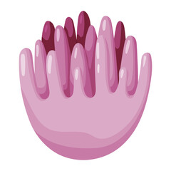 A vibrant vector illustration depicting abstract organic shapes in varying shades of pink and purple. This stylized graphic evokes the appearance of marine coral, a sea anemone, or abstract organic gr