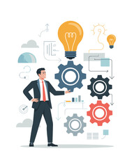 Businessman presenting innovative ideas and solutions