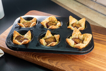 Sugar Plum Cheese Danish. Puff pastry with plum jam and cinnamon. Dessert. Food