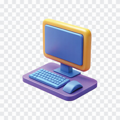 3D Computer Icon, Desktop PC Illustration, Digital Workspace, Modern Tech Device, Futuristic Computer Model
