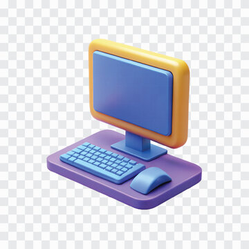 3D Computer Icon, Desktop PC Illustration, Digital Workspace, Modern Tech Device, Futuristic Computer Model