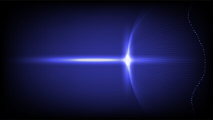 Futuristic digital abstract technology background featuring a glowing blue light beam with curved lines and particle effects, Ideal for tech, sci-fi or innovation themes
