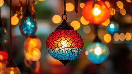 Colorful Hanging Glass Lanterns.