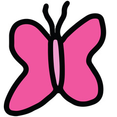 Hand drawn pink butterfly for animal, zoo, souvenir shop, cute patches, shirt print, brooch, plush toy, kid doll, spring, summer, nature, garden, backyard, pet, vet, flowers, Valentine's, insects