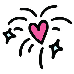 Hand drawn Illustration of bling bling heart for Valentine's day, love sign, shirt print, cute patch, sticker, wedding card, brooch, text, message, font, typography, tattoo