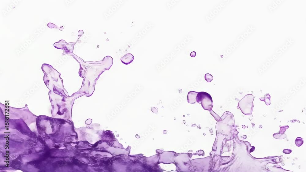 Aufkleber vibrant purple liquid splashing and creating a wavy pattern on a clean white background. dynamic flu