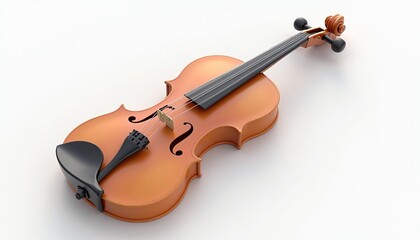 Elegant close-up of a classic violin on a white surface, capturing its beauty