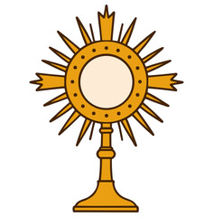 Corpus Christi illustration colored, Catholic holiday feast, eucharist icon vector transparent background © Lara