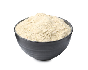 Superfood. Wasabi powder in bowl isolated on white
