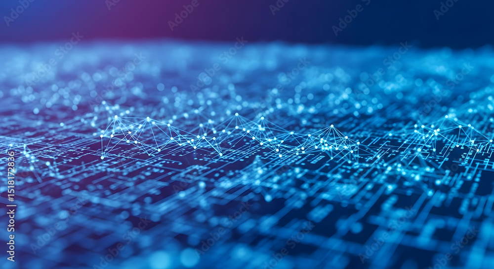 Poster abstract technology background, circuit board concept, data network, artificial intelligence visuali