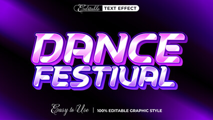 Dance festival editable text effect, 3d typography in graphic styles