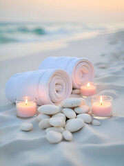 Tea light candles with pebbles