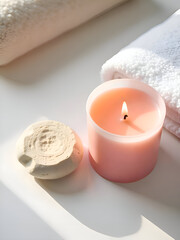 Candle stone towel luxury spa