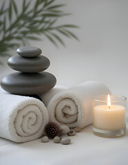 Spa towels and soft candlelight