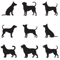 set of black vector various dog silhouettes