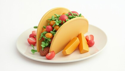 Playful Food Art: A Whimsical Taco Sculpture Made From Clay, Vibrant and Detailed