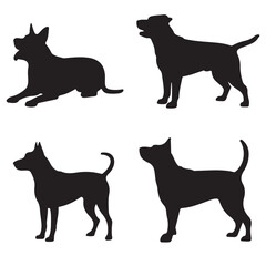 set of black vector various dog silhouettes
