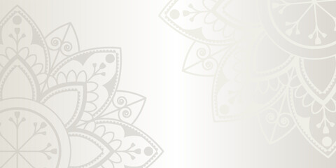 Enchanting White Intricate Floral Islamic Mandala Circles Decoration With Blank Horizontal Vector Background