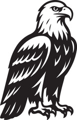 Obraz premium Eagle in flight bold vector illustration, Majestic eagle black and white design