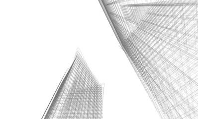 Modern architectural background vector 3d drawing