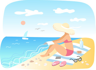 Woman sunbathing on the beach