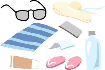 Sea beach elements set