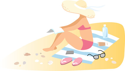 Woman sunbathing on the beach