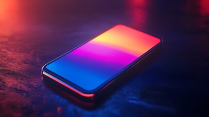 Vibrant smartphone with colorful display against a dark background.