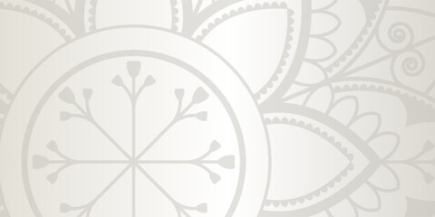Enchanting White Intricate Floral Islamic Mandala Circles Decoration With Blank Horizontal Vector Background