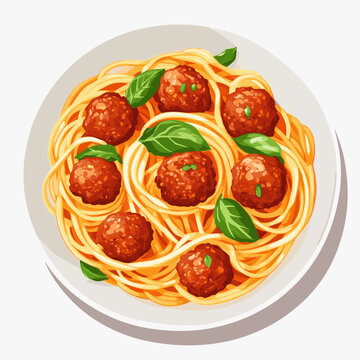 Meatballs and Spaghetti spaghetti pasta food vector